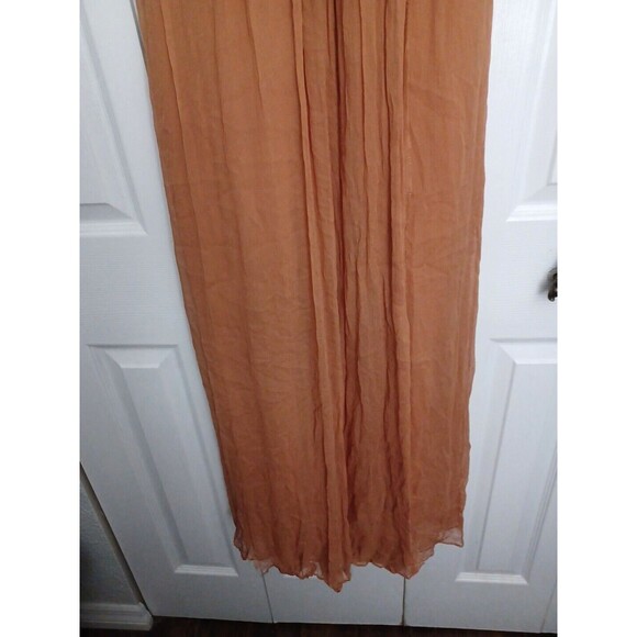 CRIS BARROS Long ORANGE  dress with SILK lining Beads antique inserts Size 38 - Picture 6 of 16